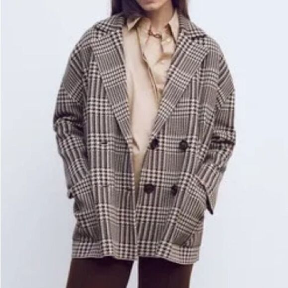 NWT Zara Houndstooth Knit Blazer - Picture 6 of 13